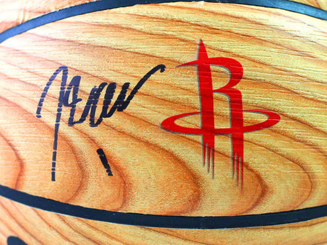 John Wall Autographed Spalding Wood Grain Basketball w/ Rockets Logo - Beckett Witness *Black
