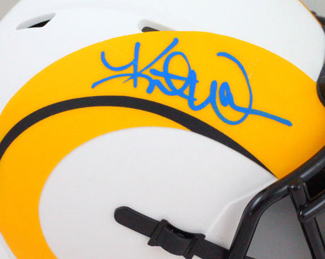 Kurt Warner Autographed St. Louis Rams Lunar Speed Mini Helmet- Beckett W *Blue