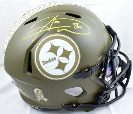 Hines Ward Autographed Steelers F/S Salute to Service Speed Helmet- Beckett W Hologram *Yellow Image 1