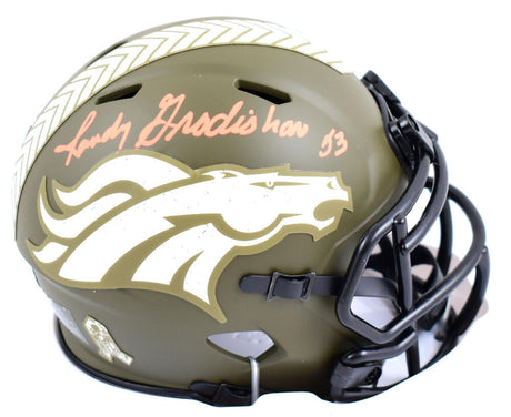 Randy Gradishar Autographed Denver Broncos Salute to Service Speed Mini Helmet- Prova *Orange Image 1