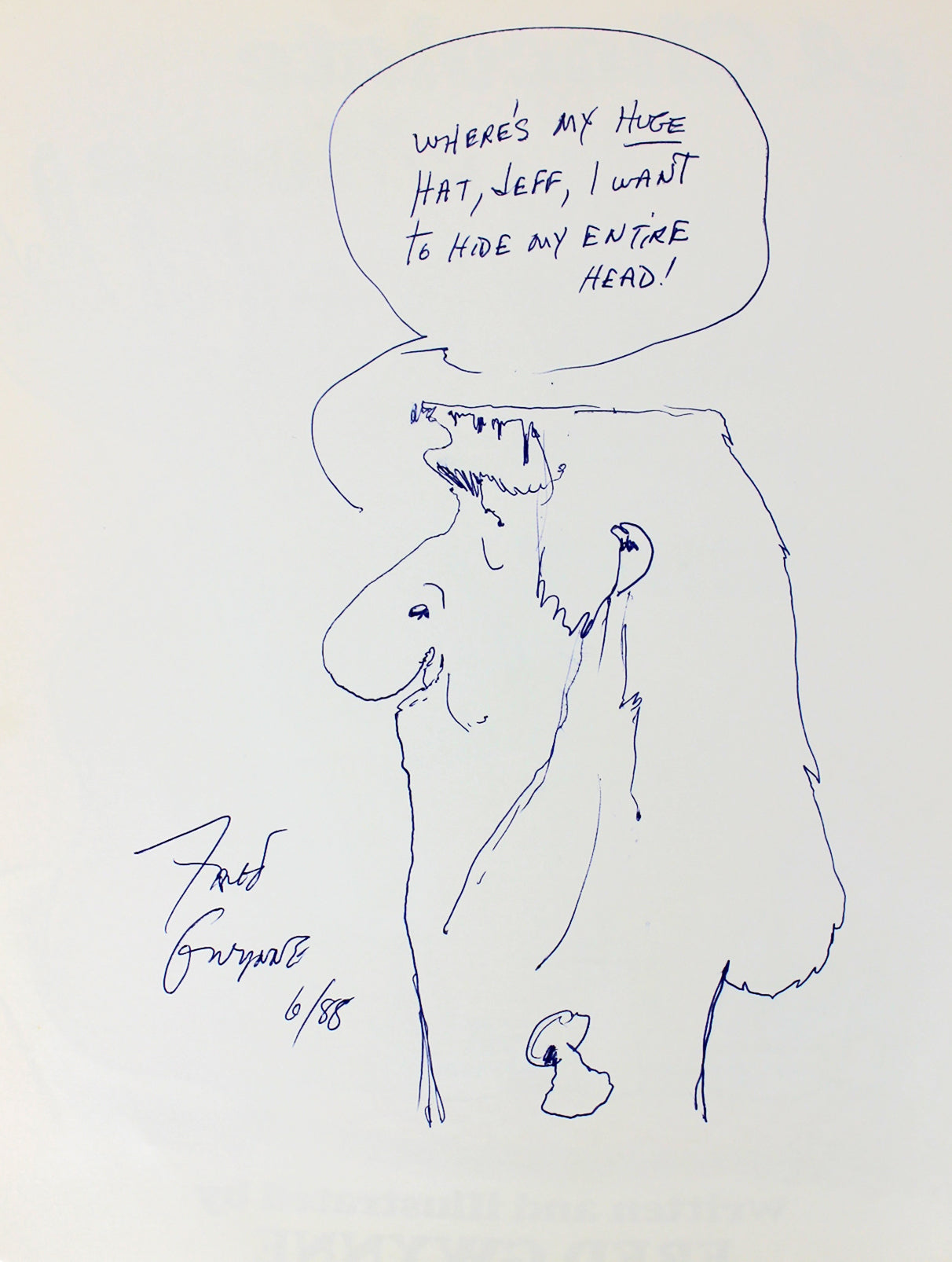 Fred Gwynne Signed A Chocolate Moose For Dinner Book & Sketch BAS #A03160