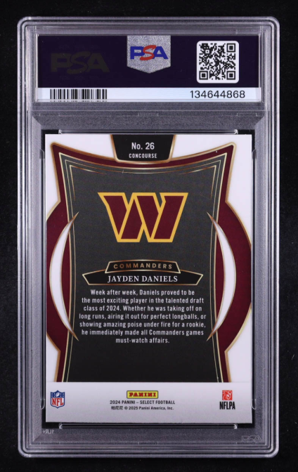 Jayden Daniels Signed 2024 Panini Select #26 RC PSA 9 Auto 10