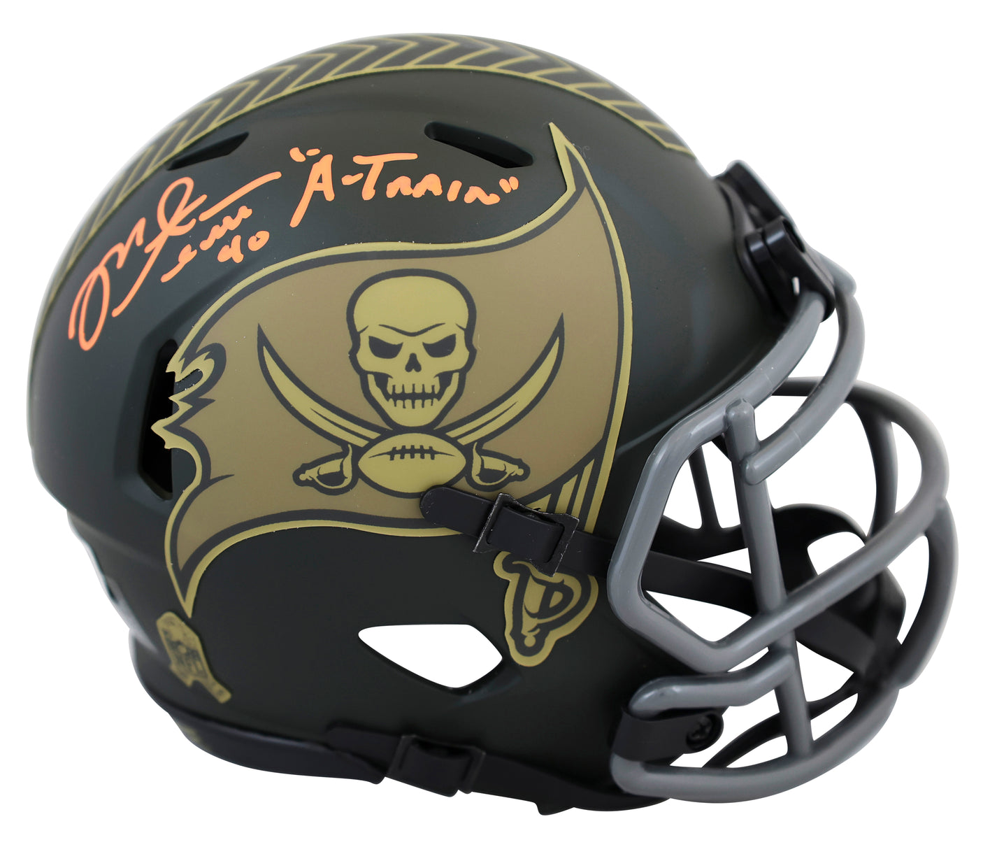 Buccaneers Mike Alstott "A-Train" Signed STS IV Speed Mini Helmet W/ Case BAS W