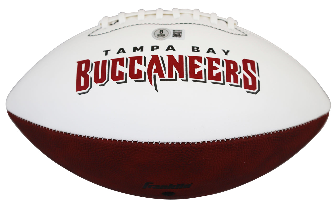 Buccaneers Mike Alstott Signed Franklin White Panel Logo Football BAS Witnessed