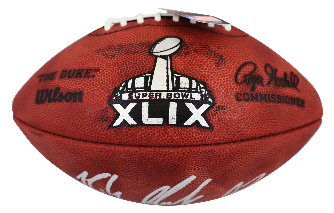 Patriots Rob Gronkowski Signed SB XLIX Logo "Duke" Football BAS Wit #4W113355