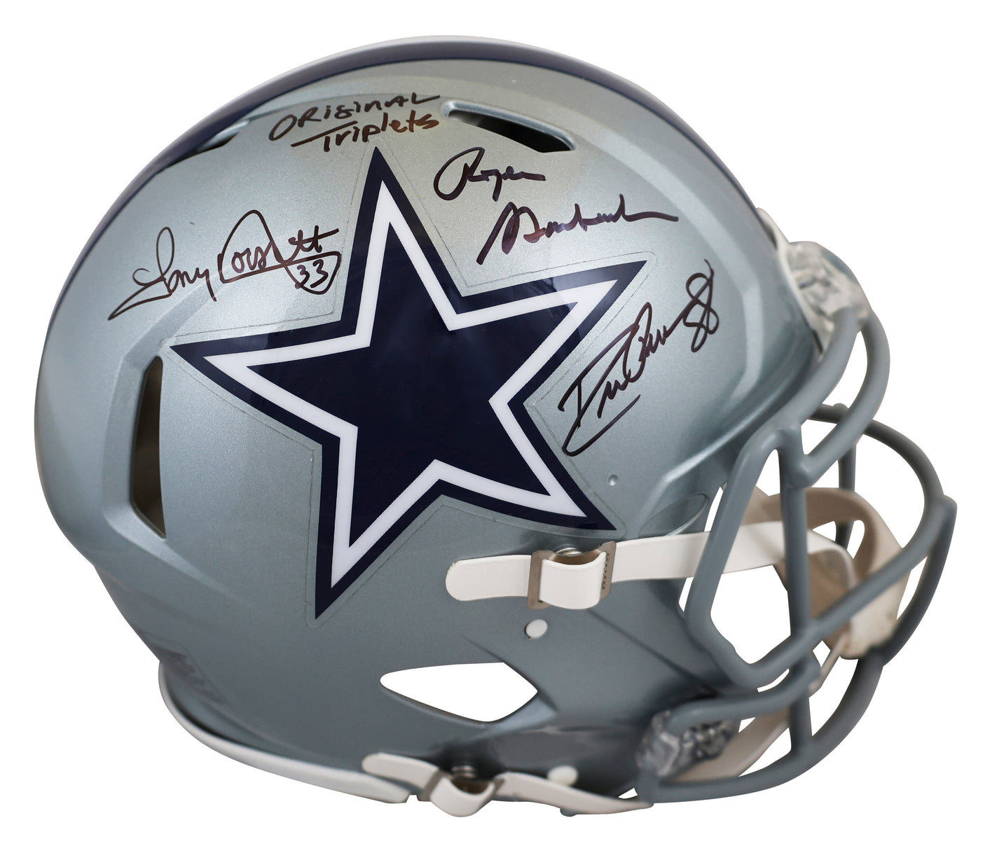 (3) Pearson, Staubach & Dorsett Signed F/S Speed Proline Helmet W/ Case BAS Wit