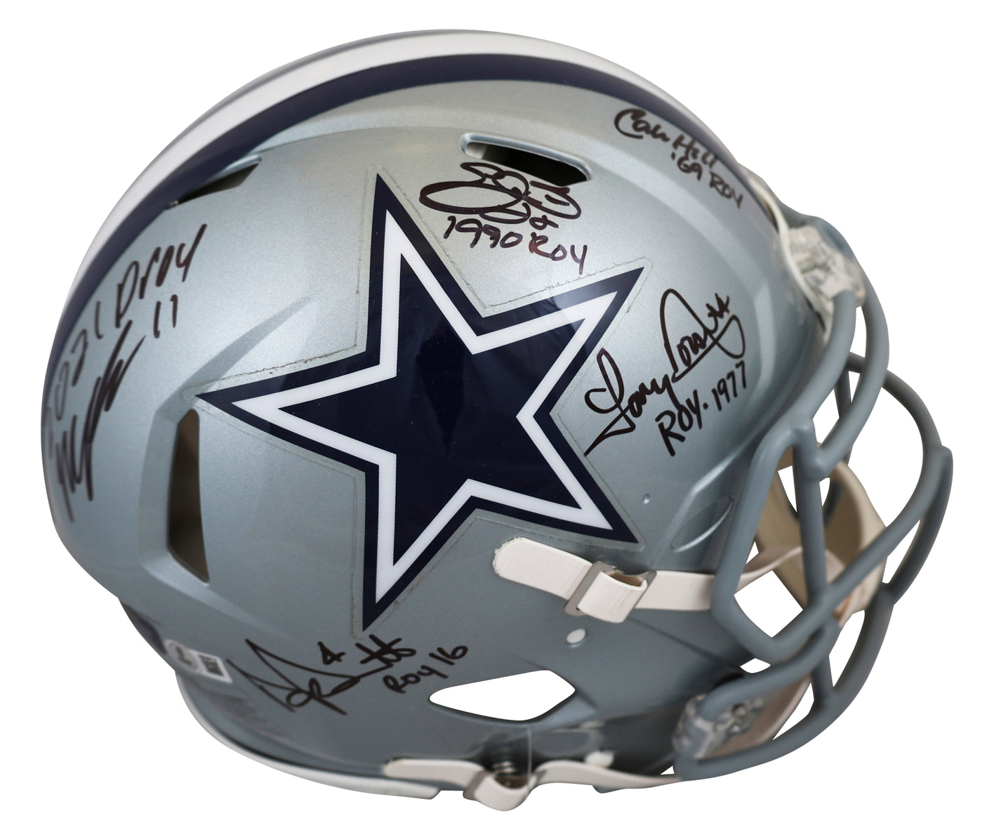 Cowboys Smith, Dorsett, Parsons, Prescott +1 Signed F/S Speed Proline Helmet BAS