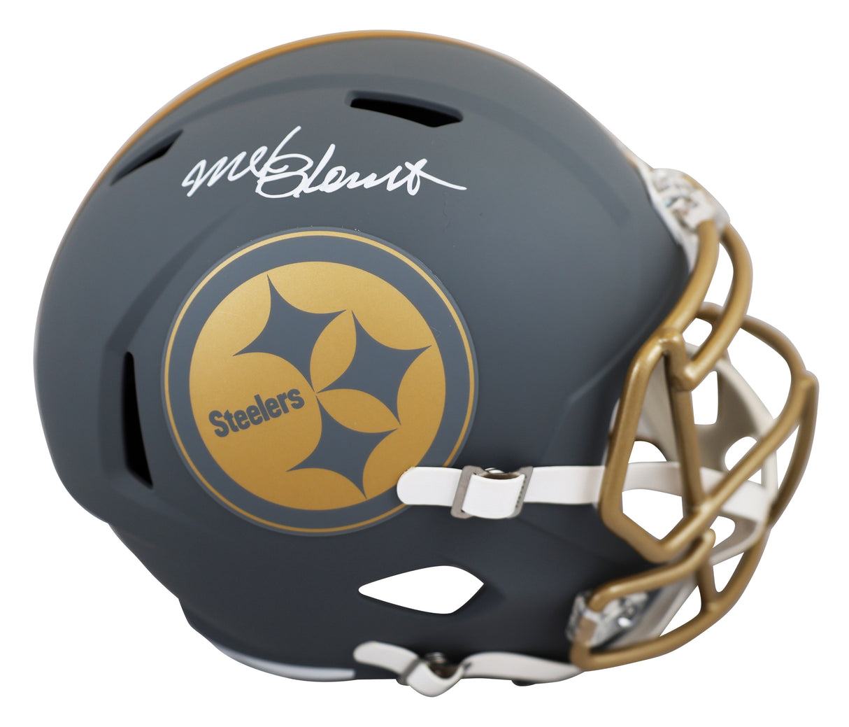 Steelers Mel Blount Signed Slate Full Size Speed Rep Helmet W/ Case BAS Witness