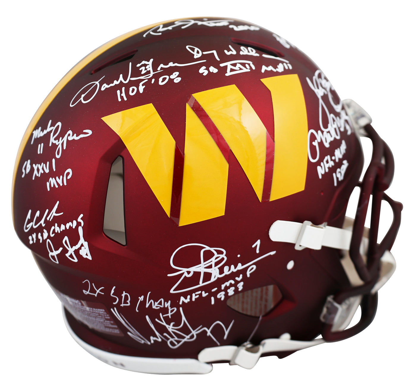 Washington (11) Green, Riggins +8 Signed F/S Speed Proline Helmet W/ Case BAS