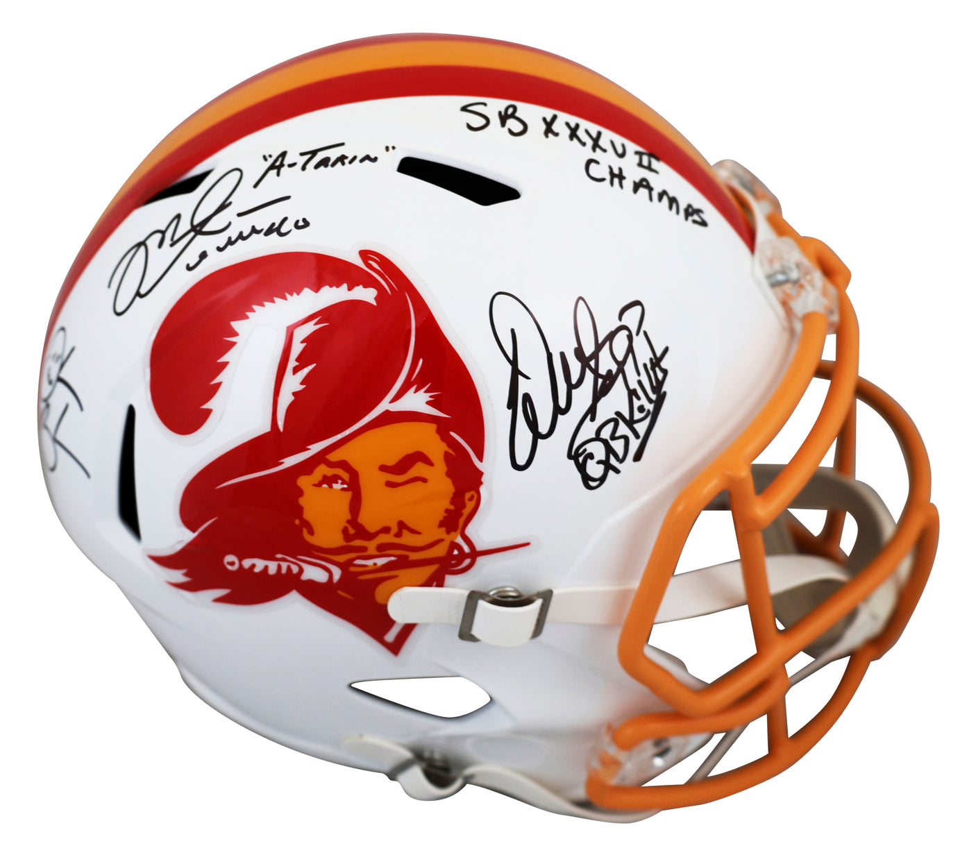 Bucs (3) Sapp, Alstott & Brooks Signed 76-96 TB F/S Speed Rep Helmet W/ Case BAS