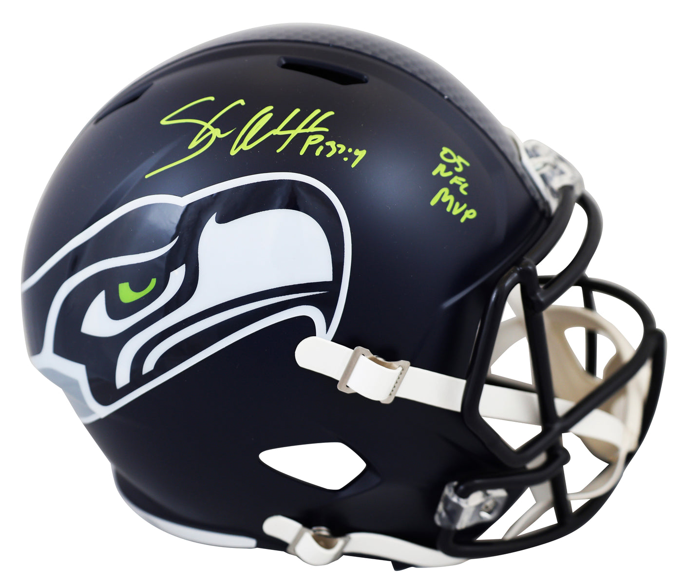 Seahawks Shaun Alexander "NFL MVP 2005" Signed F/S Speed Rep Helmet W/ Case BAS