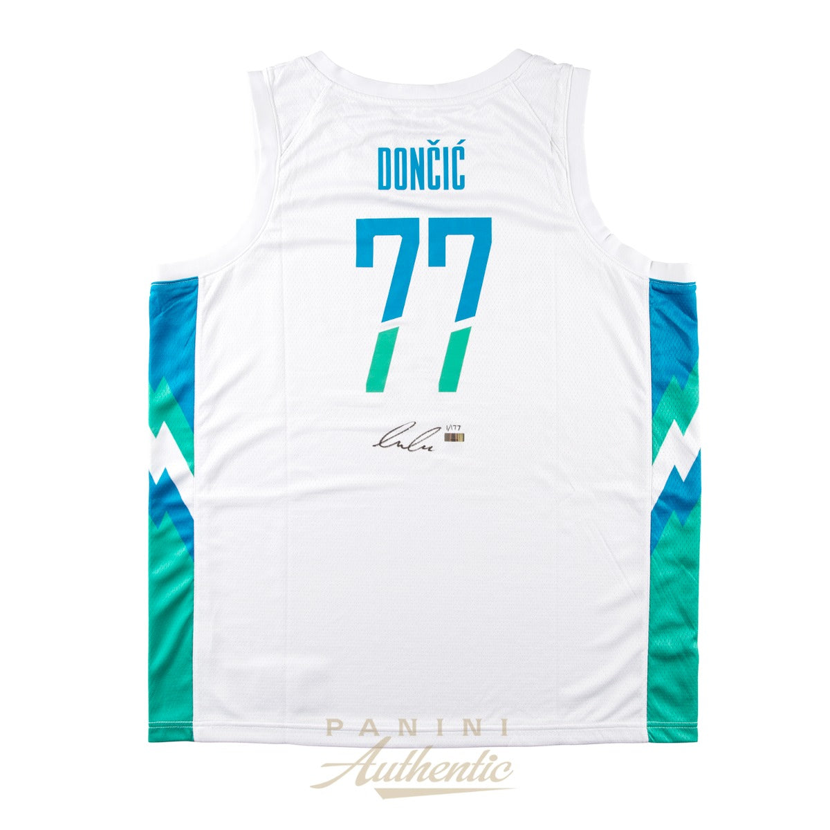 Luka Doncic Autographed White 2022 Slovenia National Team Swingman Jersey LE 177 Panini