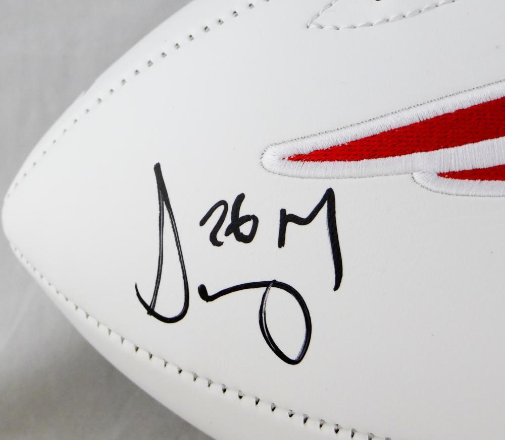 Sony Michel Signed New England Patriots Logo Football w/ SB Champs- Beckett Auth