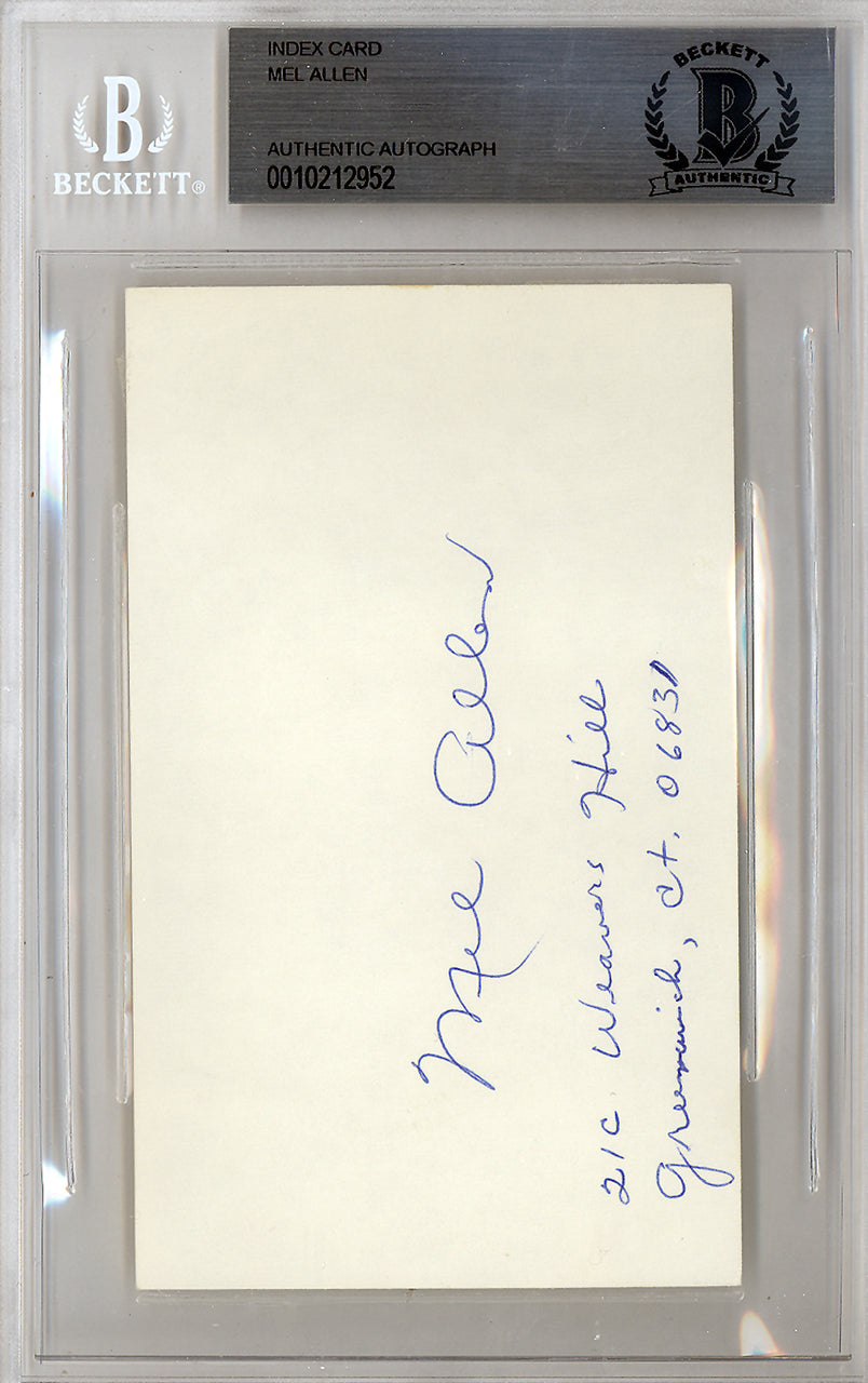 Mel Allen Autographed 3x5 Index Card New York Yankees Beckett BAS #10212952
