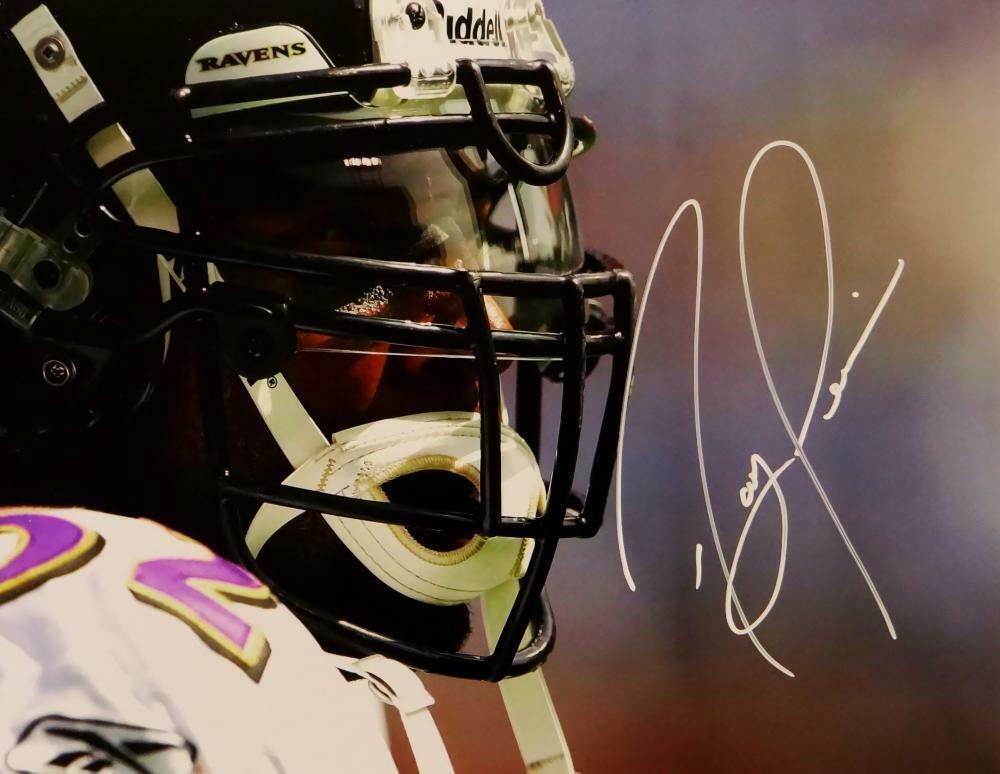 Ray Lewis Autographed Ravens 16x20 PF Close Up Photo - Beckett Auth *White