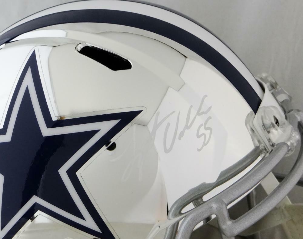 Leighton Vander Esch Signed Cowboys F/S Chrome Helmet - Beckett Auth *White