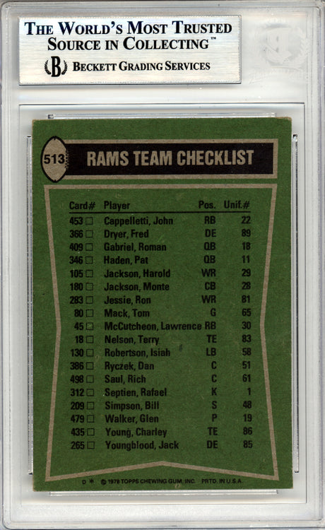 Carroll Rosenbloom Autographed 1978 Topps Card #513 Los Angeles Rams Team Owner Beckett BAS #10379054