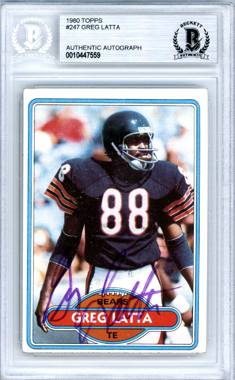Greg Latta Autographed 1980 Topps Card #247 Chicago Bears Beckett BAS #10447559