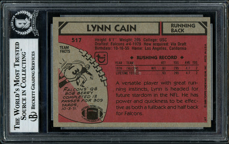 Lynn Cain Autographed 1980 Topps Rookie Card #517 Atlanta Falcons Beckett BAS #10447833
