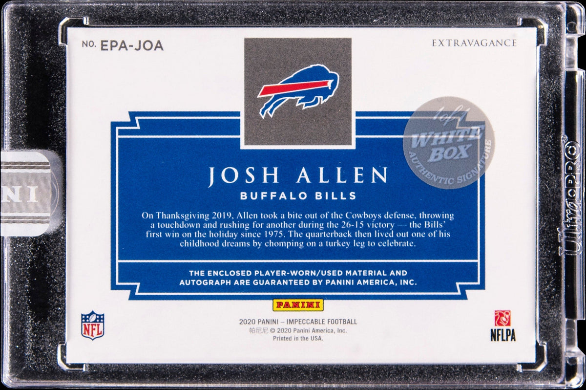 2020 Impeccable Extravagance Patch Auto Josh Allen #EPA-JOA 1/1 Bills Encased