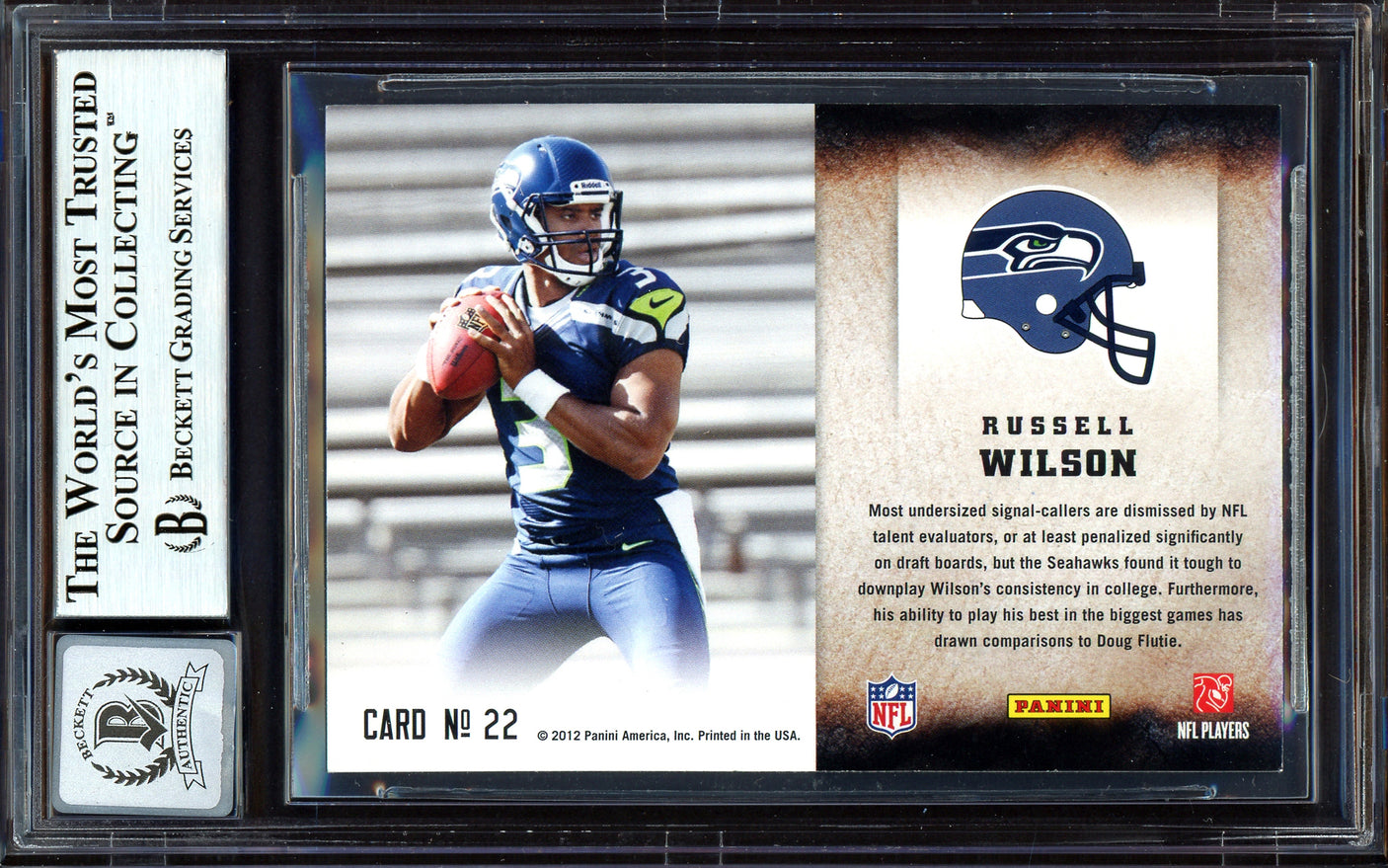 Russell Wilson Autographed 2012 Score Hot Rookies Rookie Card #22 Seattle Seahawks Auto Grade Gem Mint 10 Beckett BAS #13315359