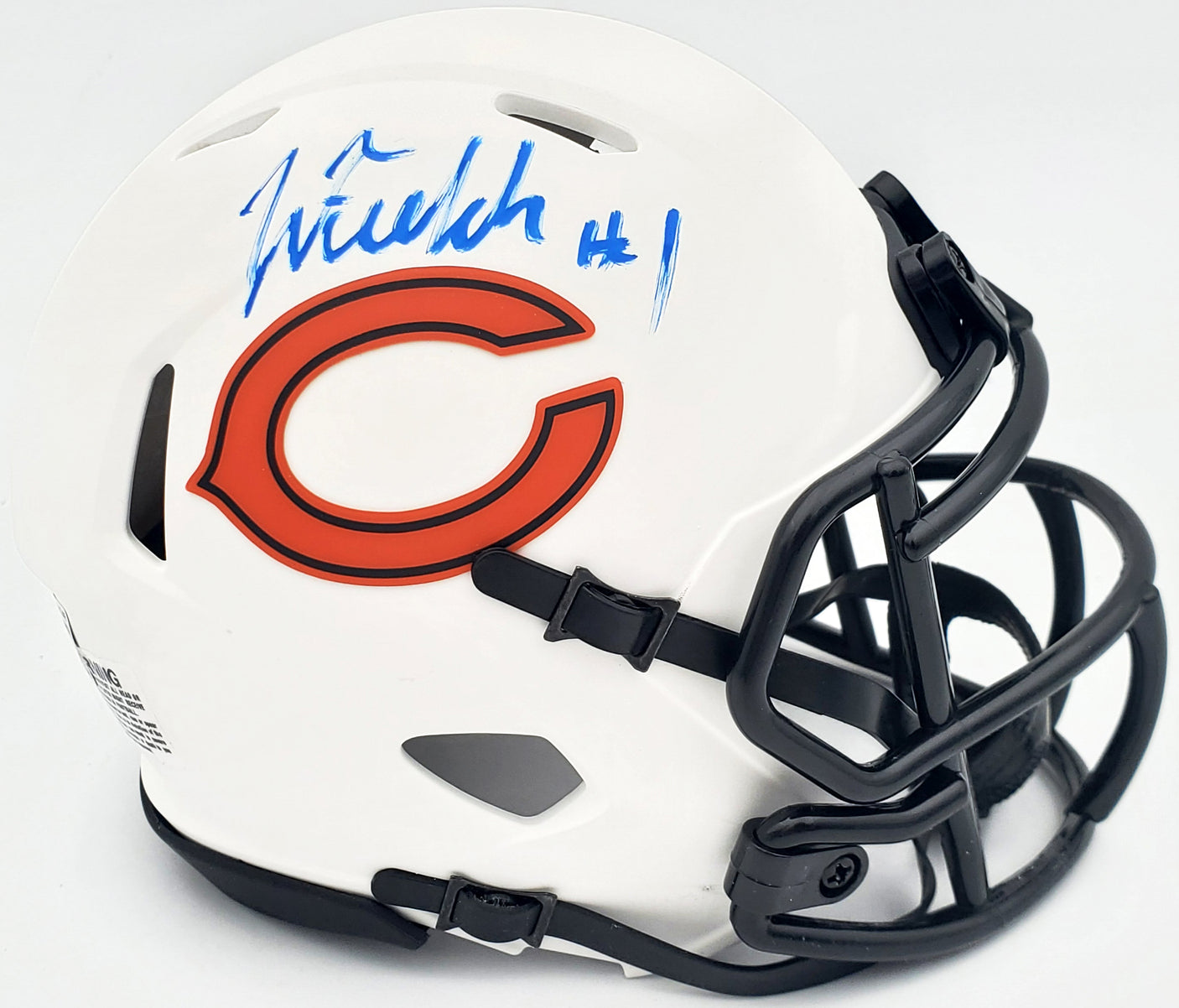 Justin Fields Autographed Chicago Bears Lunar Eclipse White Speed Mini Helmet Beckett BAS QR #WL62749