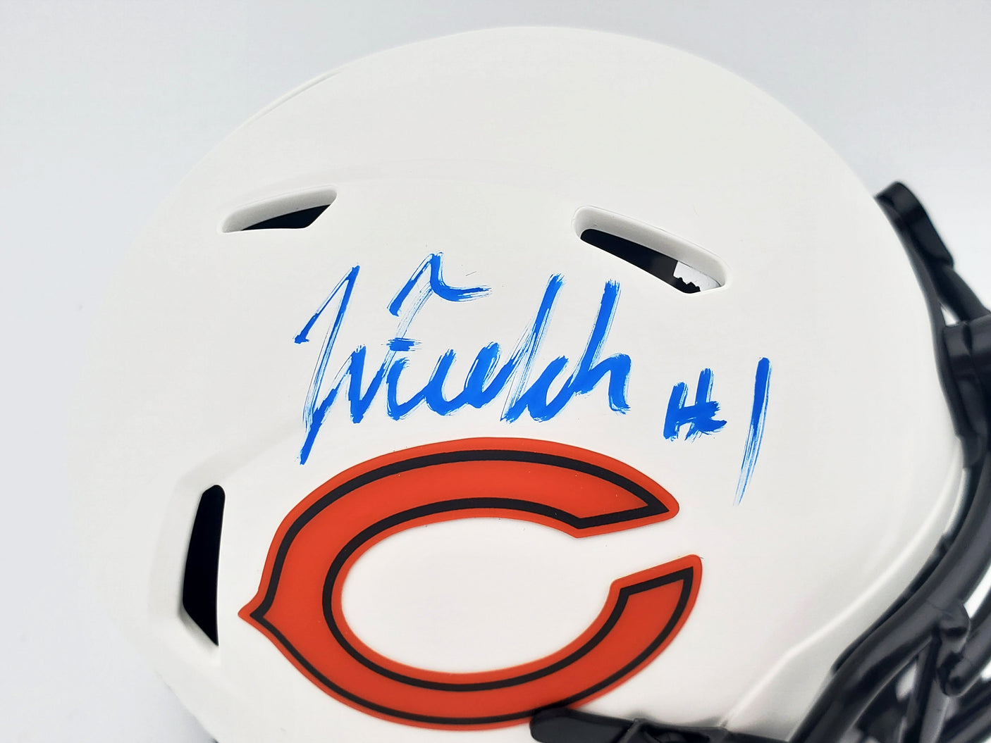 Justin Fields Autographed Chicago Bears Lunar Eclipse White Speed Mini Helmet Beckett BAS QR #WL62749