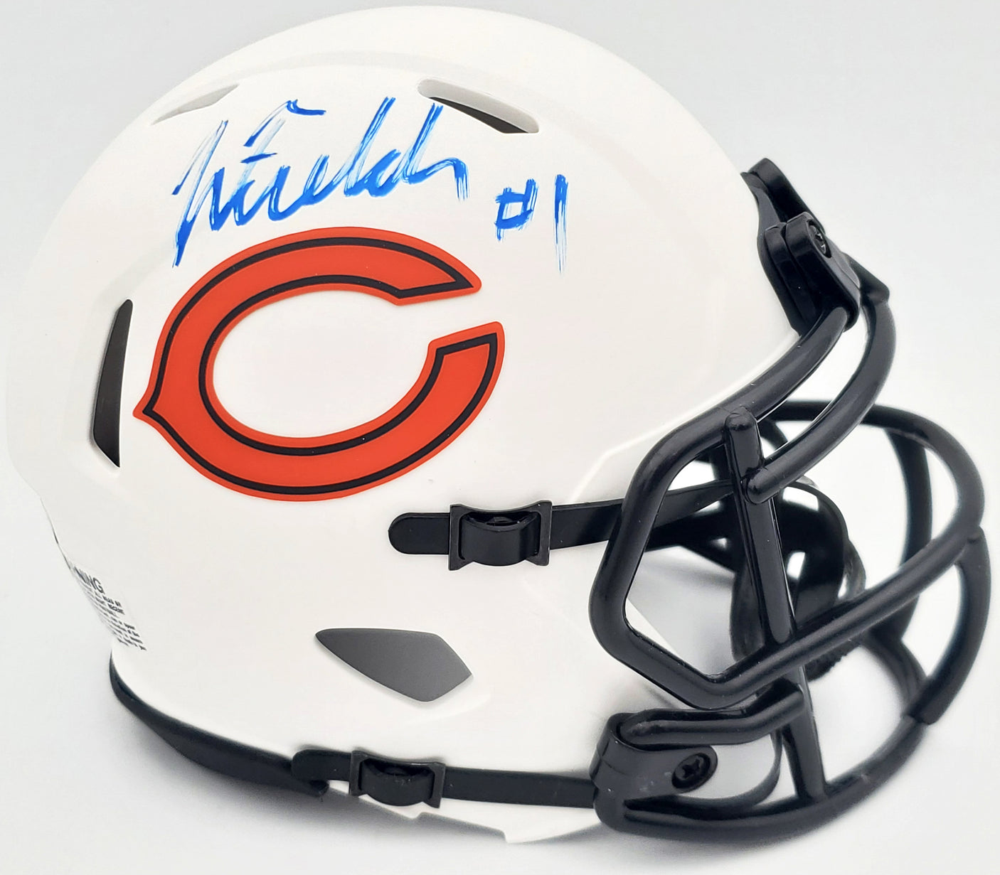 Justin Fields Autographed Chicago Bears Lunar Eclipse White Speed Mini Helmet Beckett BAS QR #WL62754