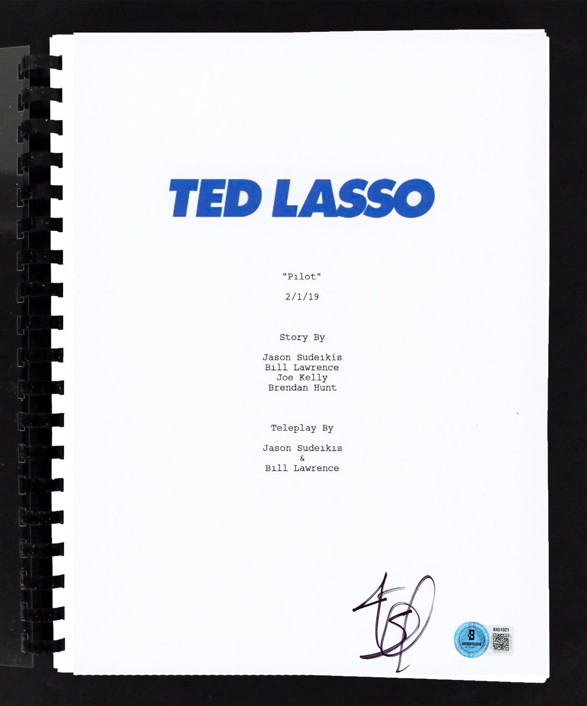 Jason Sudeikis Ted Lasso Authentic Signed Tv Script Autographed BAS #BX51021