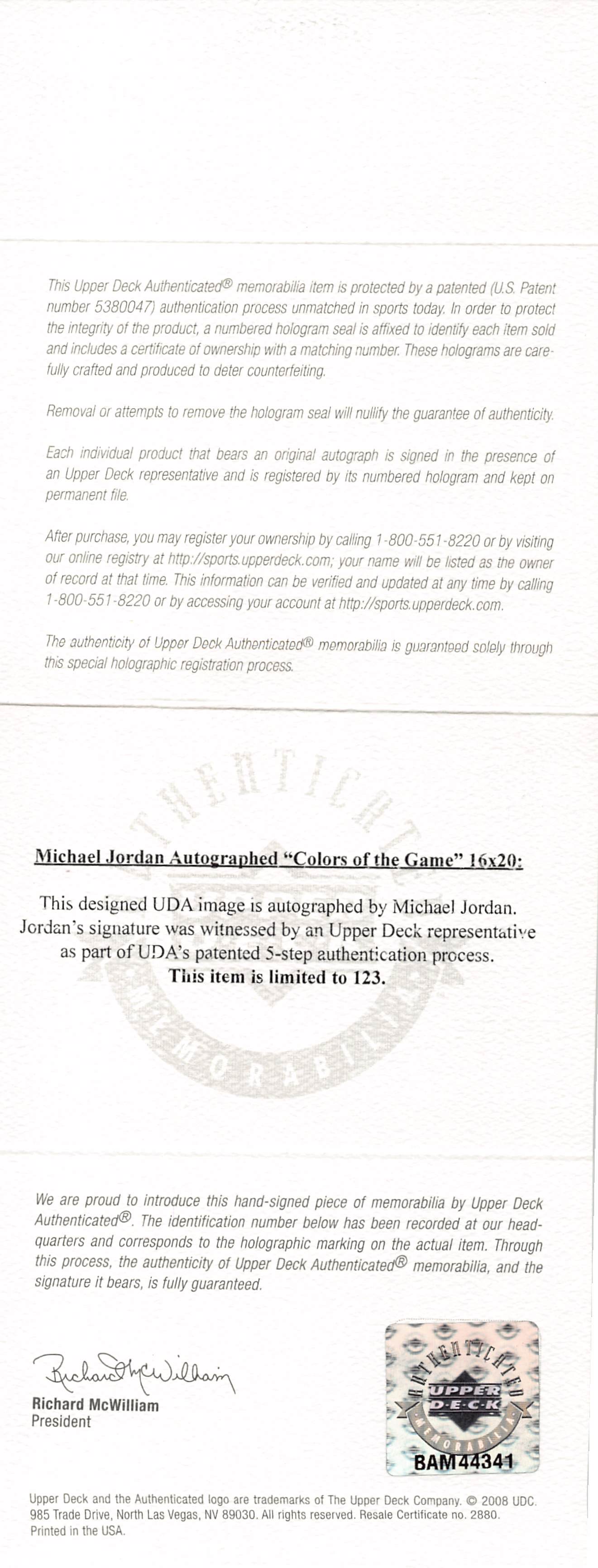 Bulls Michael Jordan Authentic Signed 16x20 Framed Photo LE #1/123 UDA #BAM44341