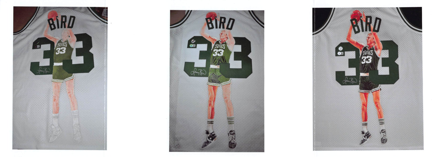 Larry Bird Signed Hand Painted LE 1/1 By William Zavala Framed Jersey BAS Wit