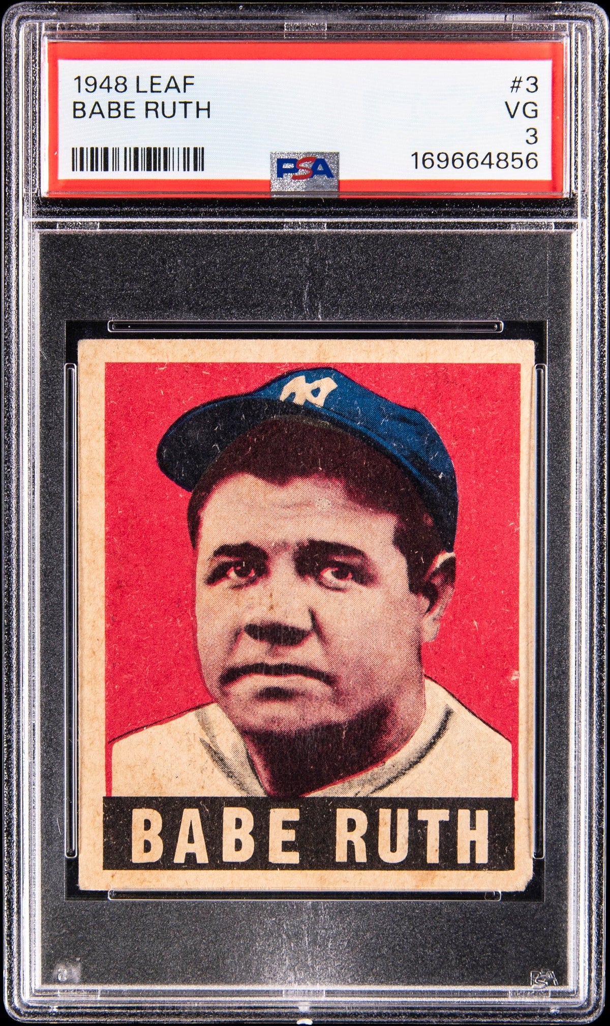 1948 Leaf Babe Ruth #3 New York Yankees HOF Baseball Card PSA 3 VG