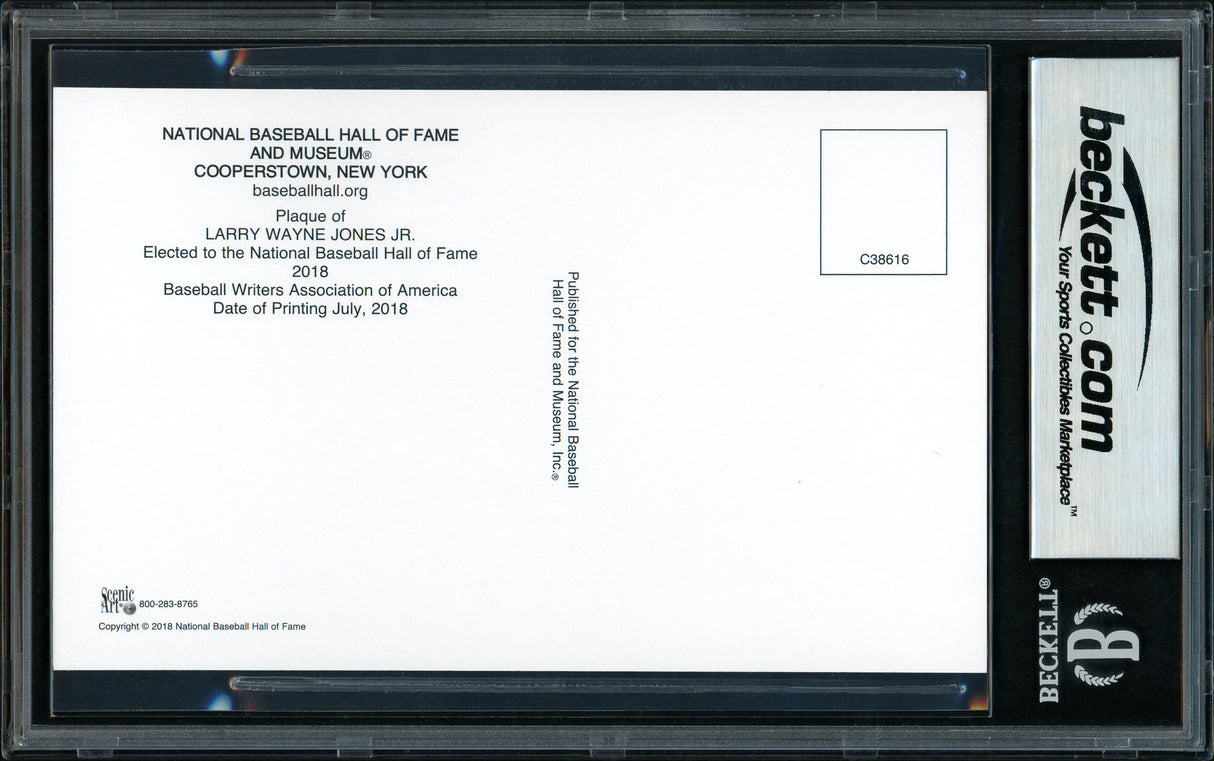 Chipper Jones Autographed HOF Plaque Postcard Atlanta Braves Gem Mint 10 Beckett BAS Stock #154934