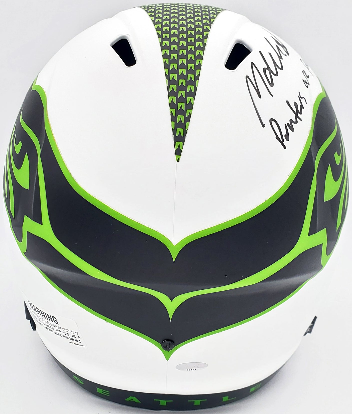 Michael Dickson Autographed Seattle Seahawks Lunar Eclipse White Full Size Replica Speed Helmet "Punters Are People Too" MCS Holo Stock #200259