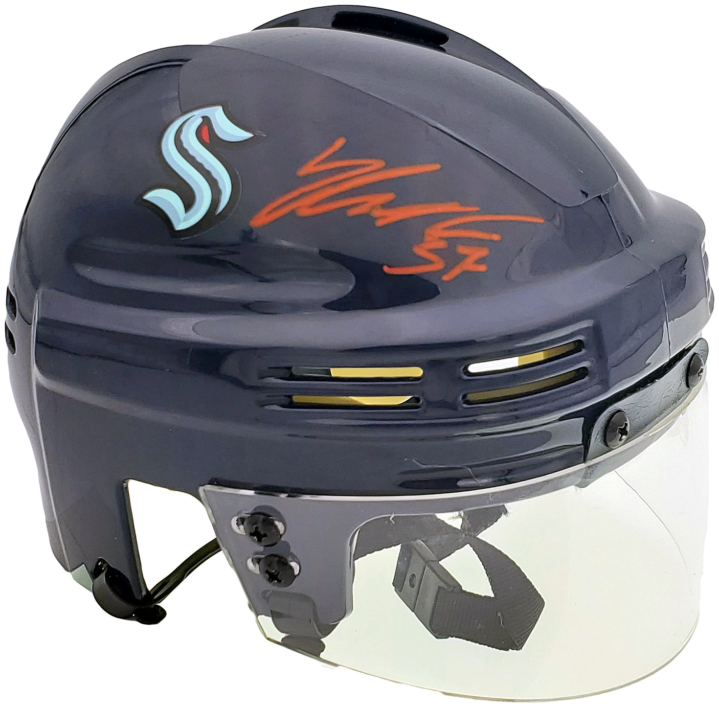 Yanni Gourde Autographed Seattle Kraken Blue Mini Helmet Fanatics Holo Stock #200295