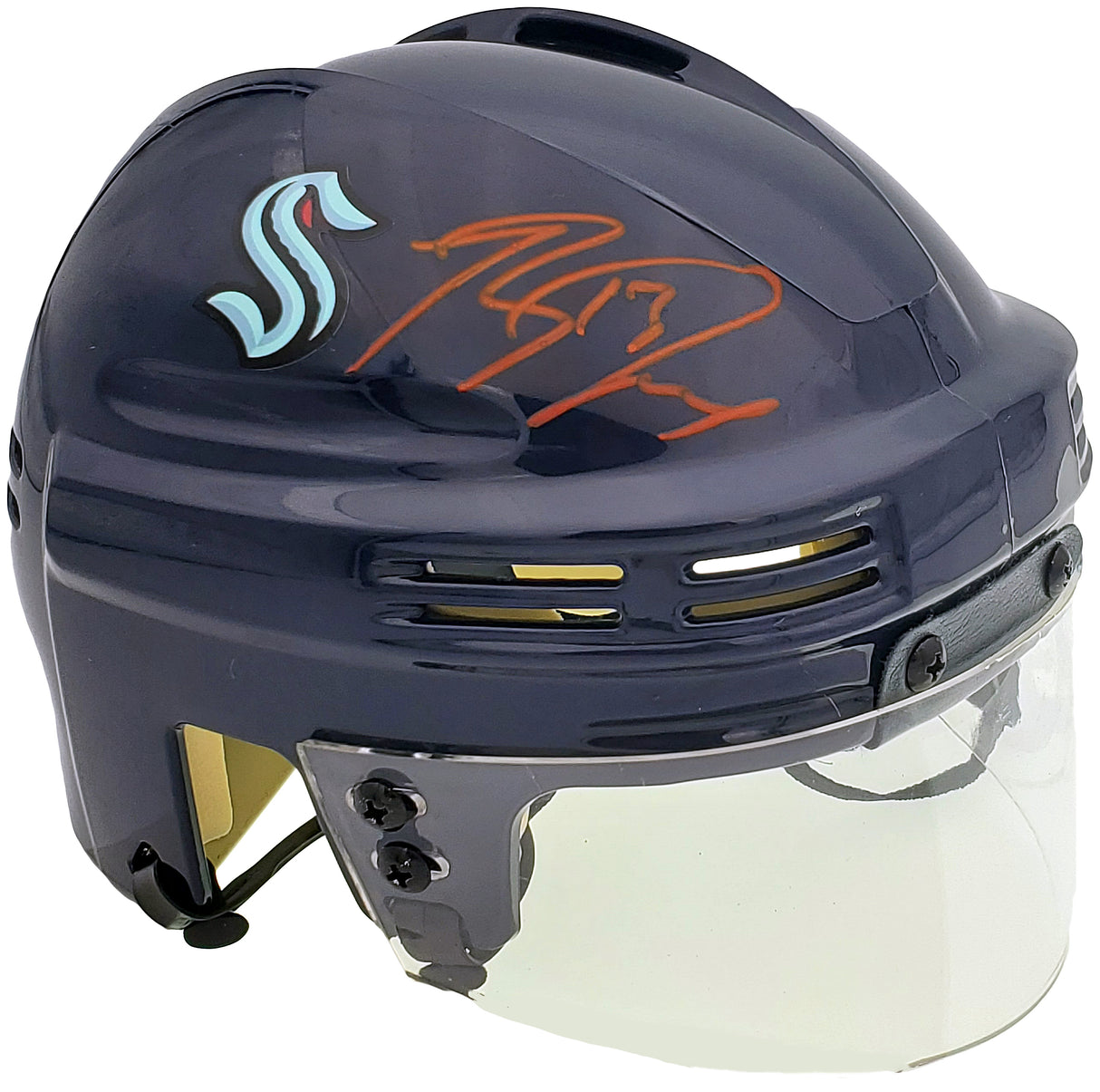 Brandon Tanev Autographed Seattle Kraken Blue Mini Helmet Fanatics Holo Stock #200296