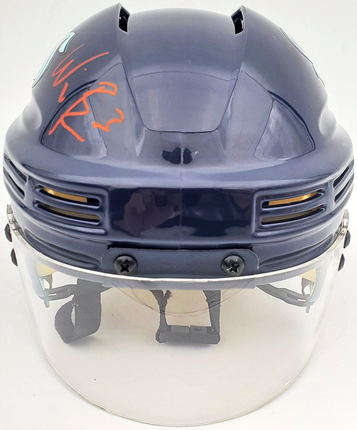 Will Borgen Autographed Seattle Kraken Blue Mini Helmet Fanatics Holo Stock #200305
