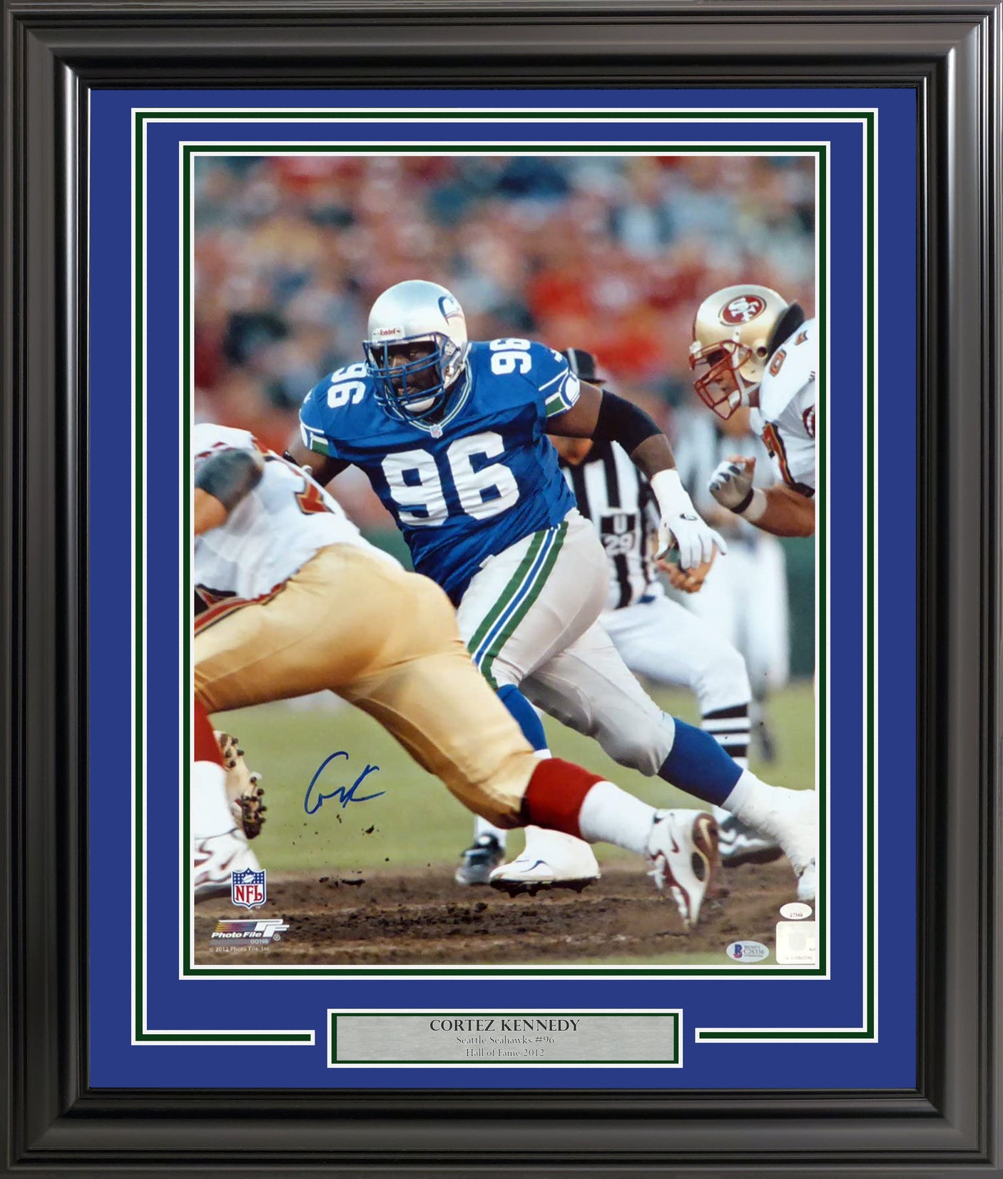 Cortez Kennedy Autographed Framed 16x20 Photo Seattle Seahawks Beckett BAS Stock #200331