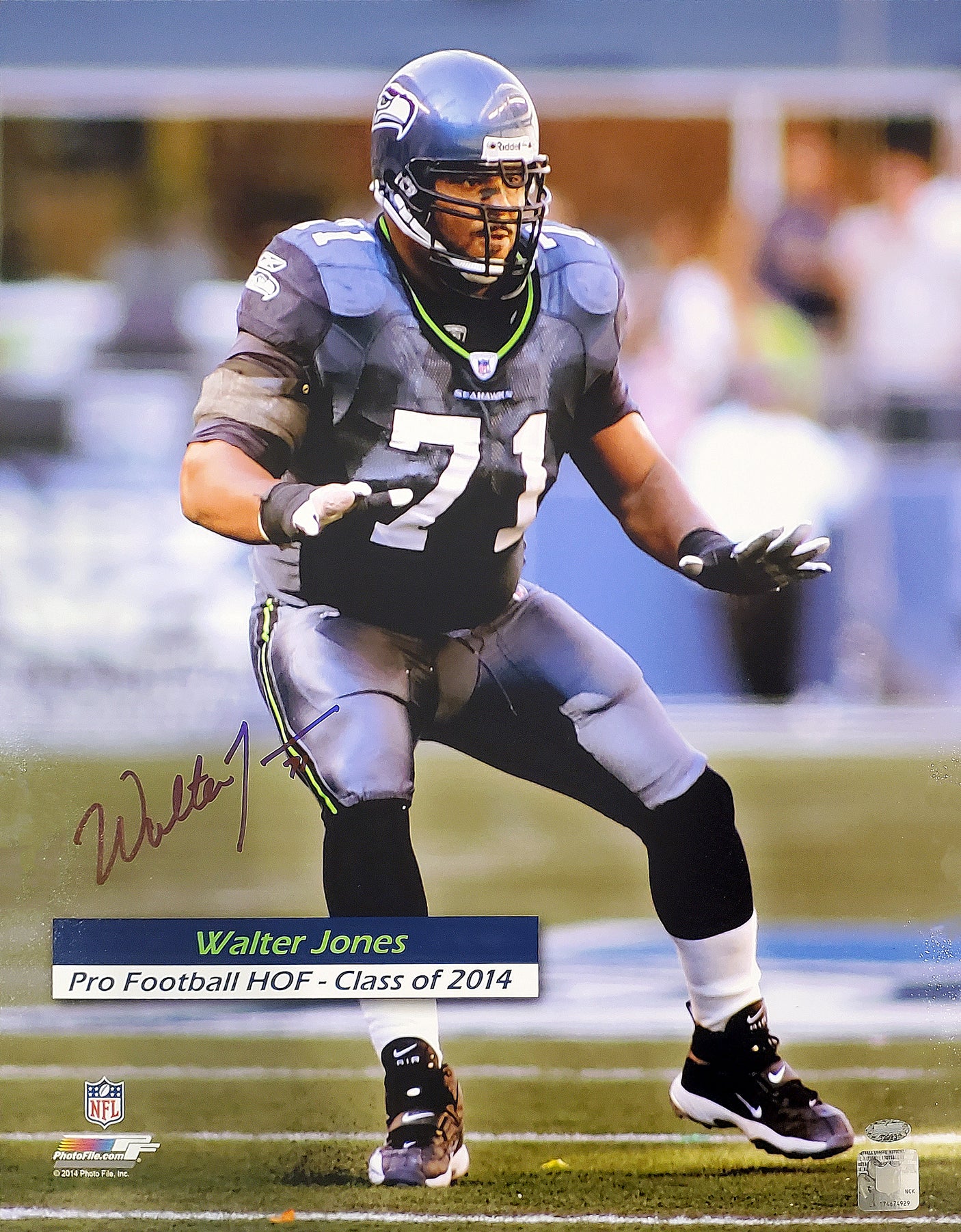 Walter Jones Autographed Framed 16x20 Photo Seattle Seahawks MCS Holo Stock #200380