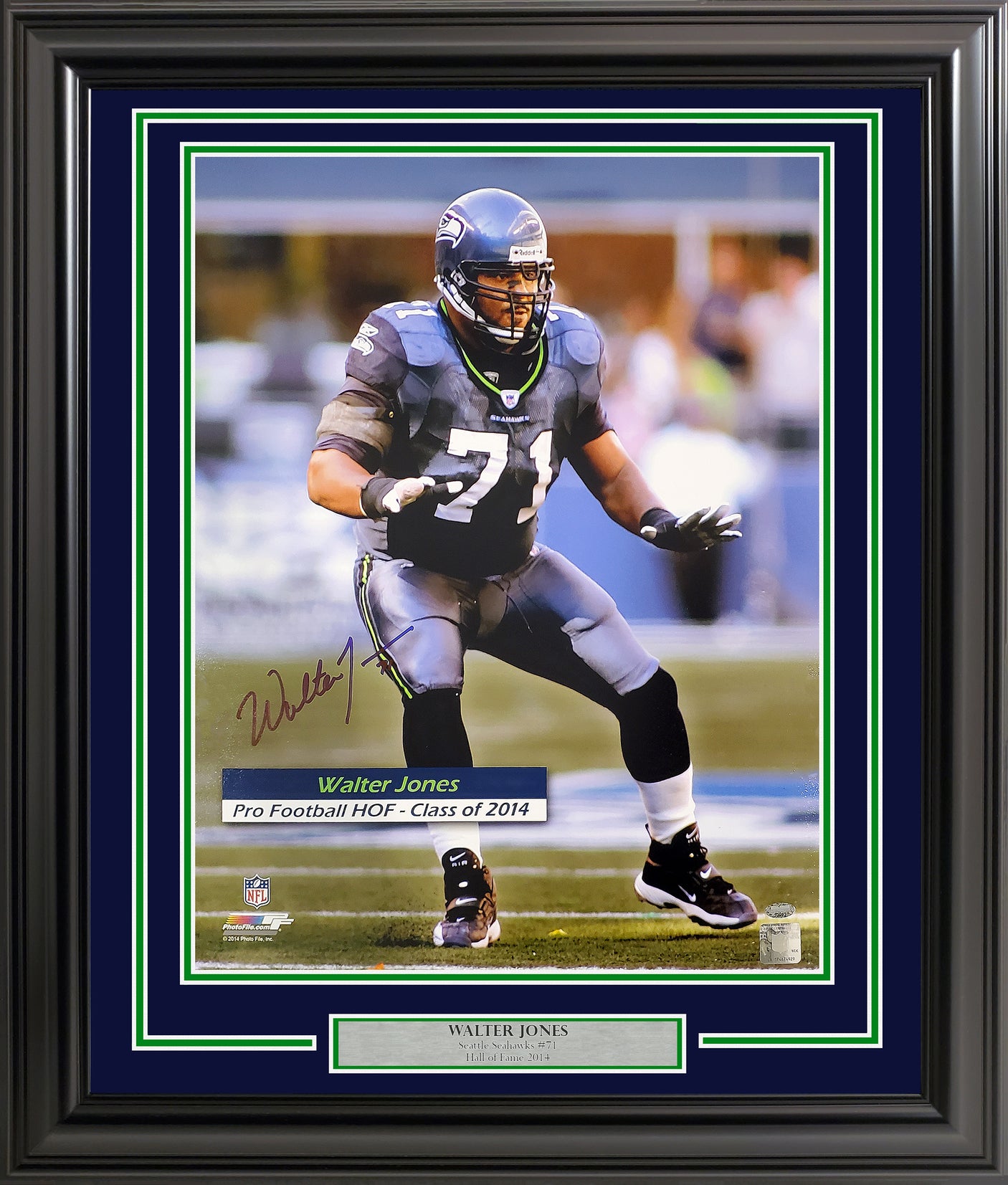 Walter Jones Autographed Framed 16x20 Photo Seattle Seahawks MCS Holo Stock #200380