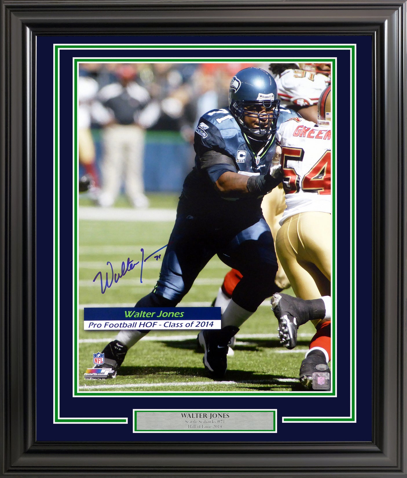 Walter Jones Autographed Framed 16x20 Photo Seattle Seahawks MCS Holo Stock #200381