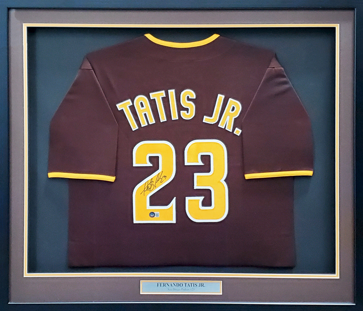 San Diego Padres Fernando Tatis Jr. Autographed Framed Brown Jersey Beckett BAS Stock #268091