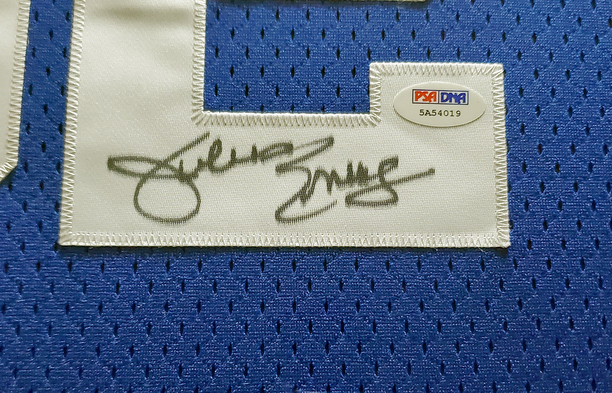 New Jersey Nets Julius "Dr. J" Erving Autographed Framed Blue Adidas Hardwood Classics Jersey PSA/DNA Stock #200422