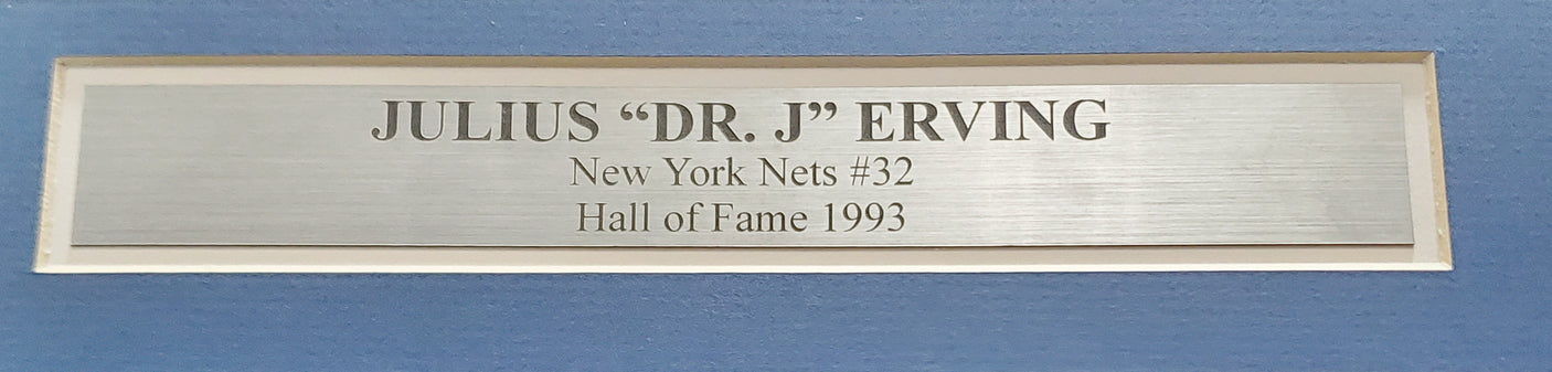 New Jersey Nets Julius "Dr. J" Erving Autographed Framed Blue Adidas Hardwood Classics Jersey PSA/DNA Stock #200422