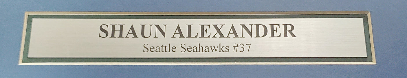 Seattle Seahawks Shaun Alexander Autographed Framed Blue Jersey Beckett BAS Stock #200433