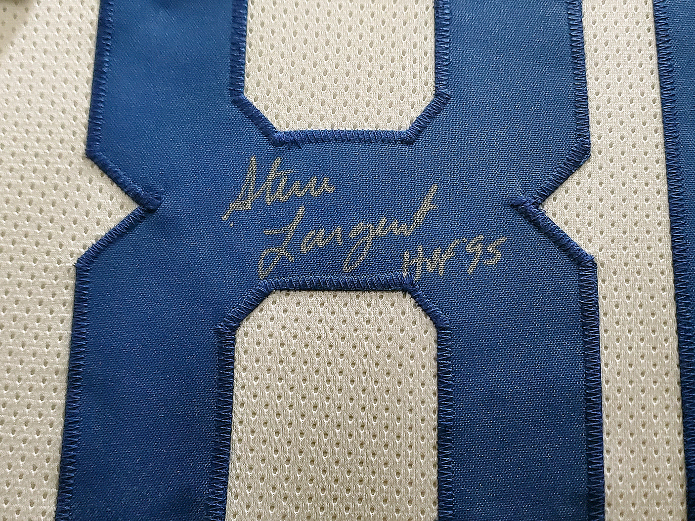 Seattle Seahawks Steve Largent Autographed Framed White Jersey "HOF 95" MCS Holo Stock #200436