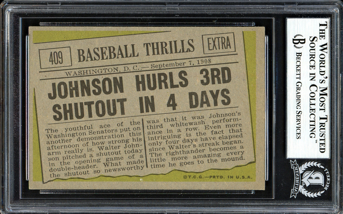 Paul Hopkins Autographed 1961 Topps Card #409 Washington Senators Played For Walter Johnson Beckett BAS #13608801