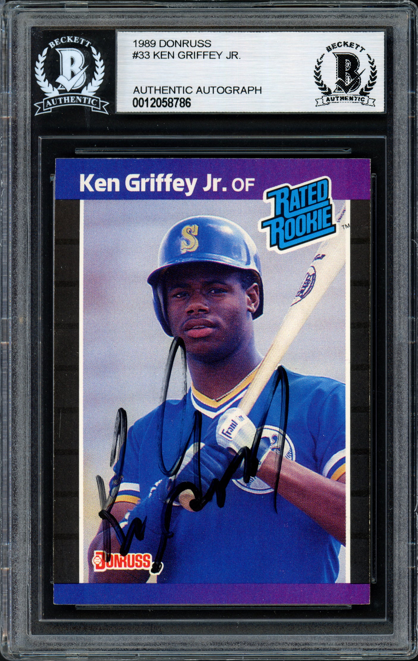 Ken Griffey Jr. Autographed 1989 Donruss Rookie Card #33 Seattle Mariners Vintage Signature Beckett BAS #12058786