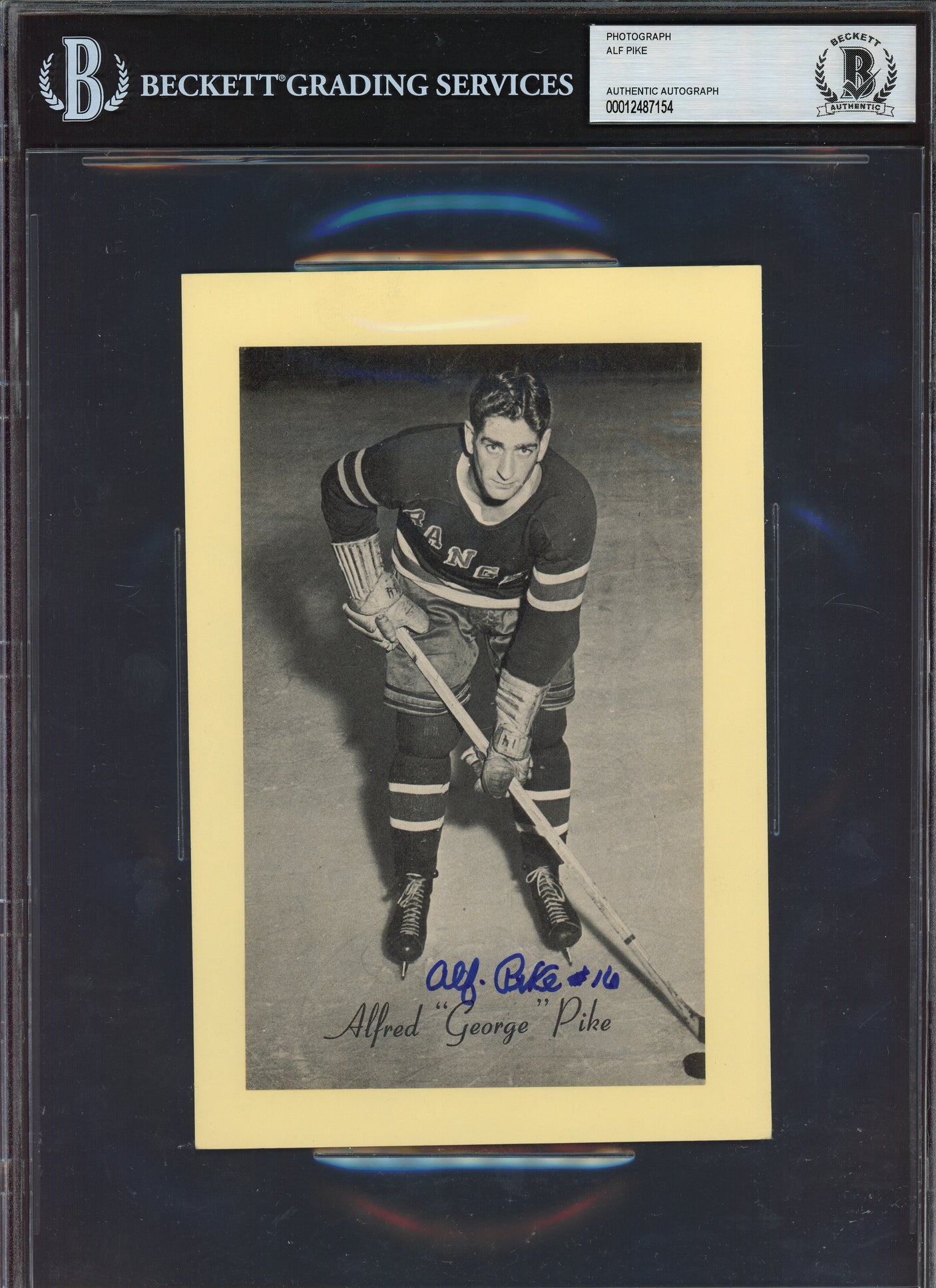 Alf Pike Autographed 1944-63 Beehive Group 2 5.5x8 Photo New York Rangers Beckett BAS #12487154