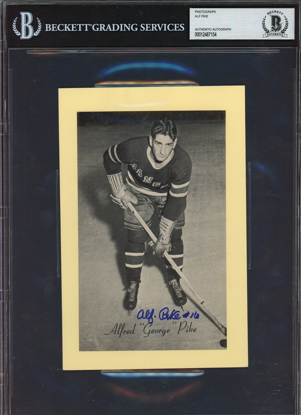 Alf Pike Autographed 1944-63 Beehive Group 2 5.5x8 Photo New York Rangers Beckett BAS #12487154